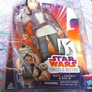 Star Wars Figure Forces Of Destiny Rey Of Jakku & BB8 . Outer Package Is Gone.